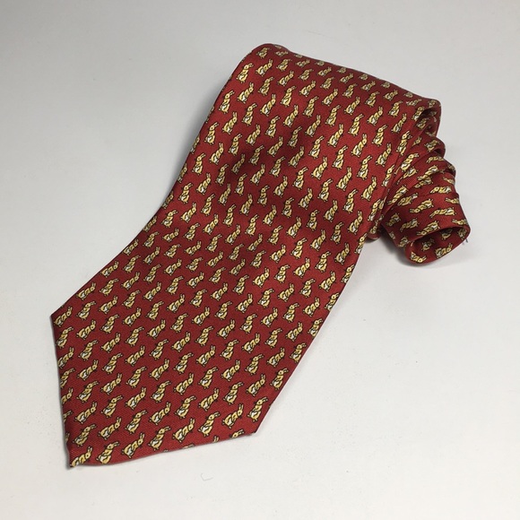 Men’s Necktie Brooks Brothers Yellow Bunny Rabbit - Picture 1 of 8